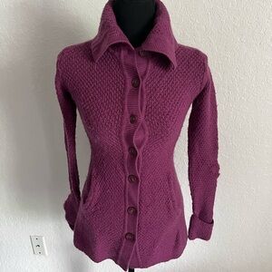 Patagonia sweater button up in purple long sleeve